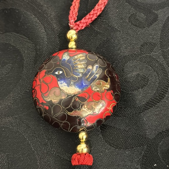 Cloisonné Blue Bird Necklace - Picture 1 of 7
